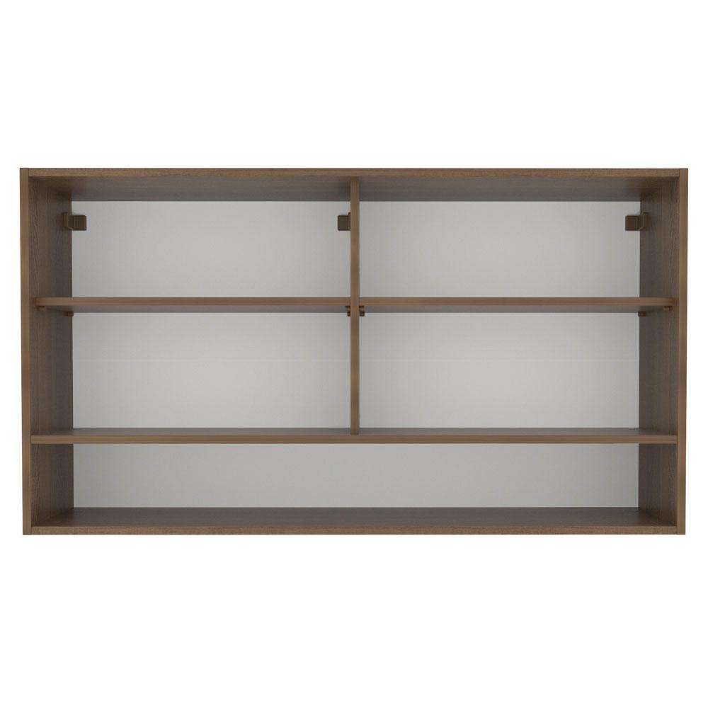 Armário de Cozinha Aéreo 2 Portas de Correr de Vidro Reflex e 1 Nicho Rustic Glamy Madesa