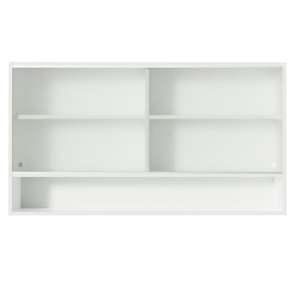Armário de Cozinha Aéreo 2 Portas de Correr de Vidro e 1 Nicho Branco Glamy Madesa