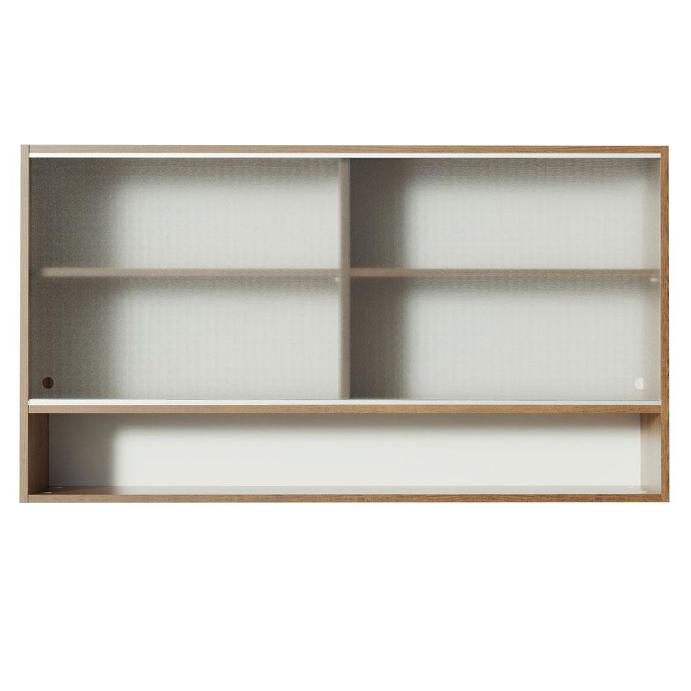 Armário de Cozinha Aéreo 2 Portas de Correr de Vidro e 1 Nicho Rustic Glamy Madesa