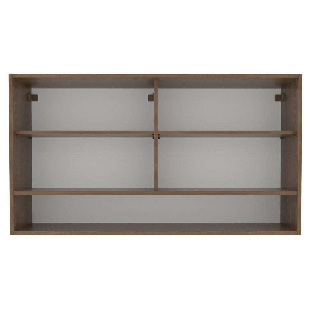 Armário de Cozinha Aéreo 2 Portas de Correr de Vidro e 1 Nicho Rustic Glamy Madesa