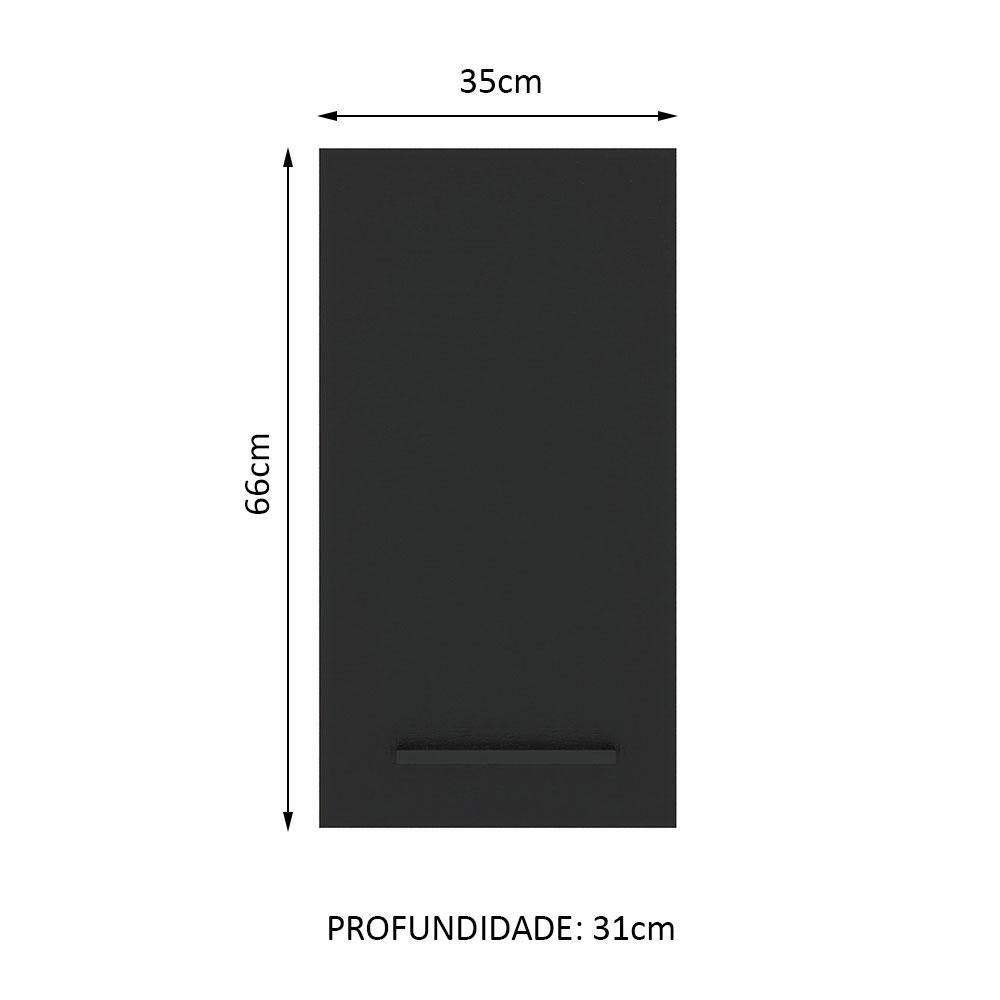 Armário de Cozinha Aéreo 35 cm 1 Porta Branco/Preto Agata Madesa