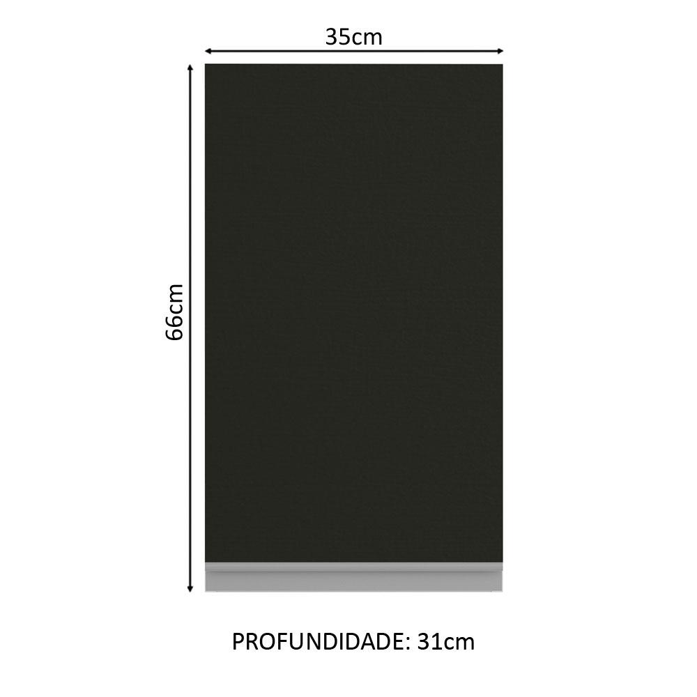 Armário de Cozinha Aéreo 35 cm 1 Porta Branco/Preto Glamy Madesa