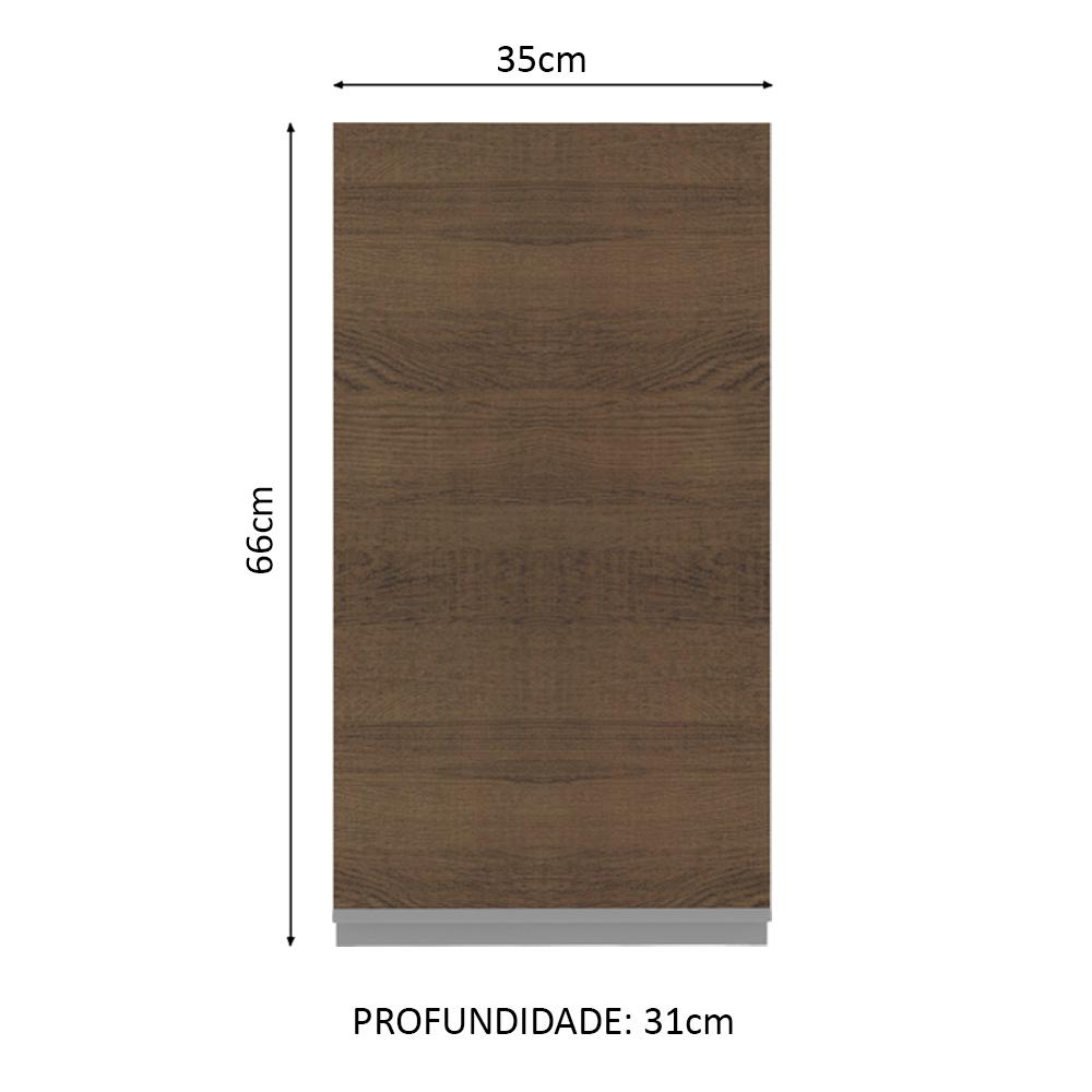 Armário de Cozinha Aéreo 35 cm 1 Porta Branco/Rustic Glamy Madesa