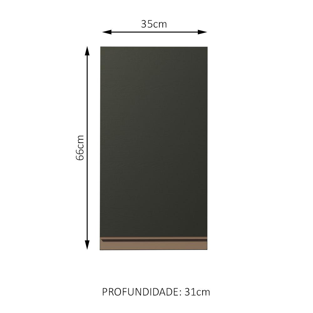 Armário de Cozinha Aéreo 35 cm 1 Porta Preto Reims Madesa
