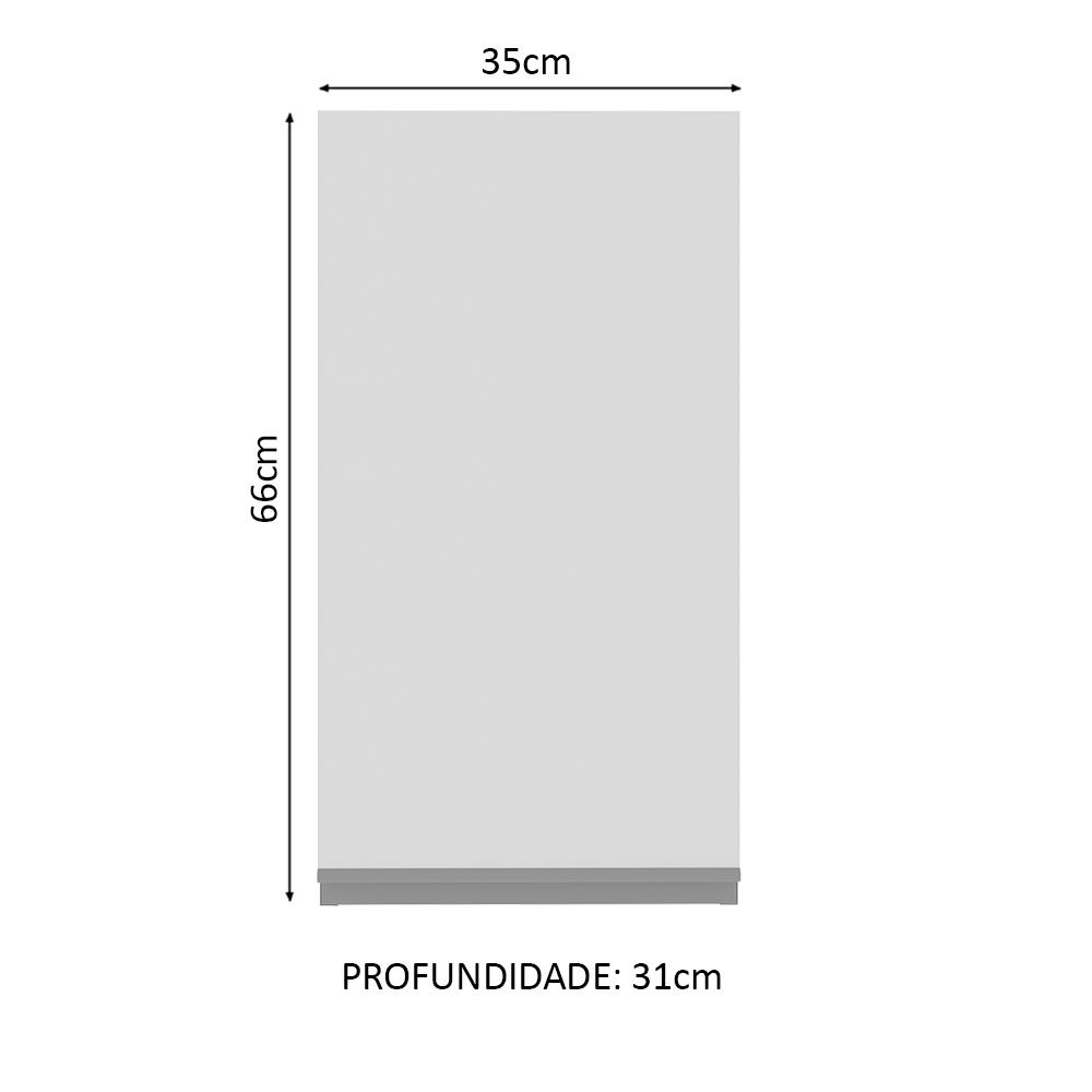 Armário de Cozinha Aéreo 35 cm 1 Porta Rustic/Branco Glamy Madesa