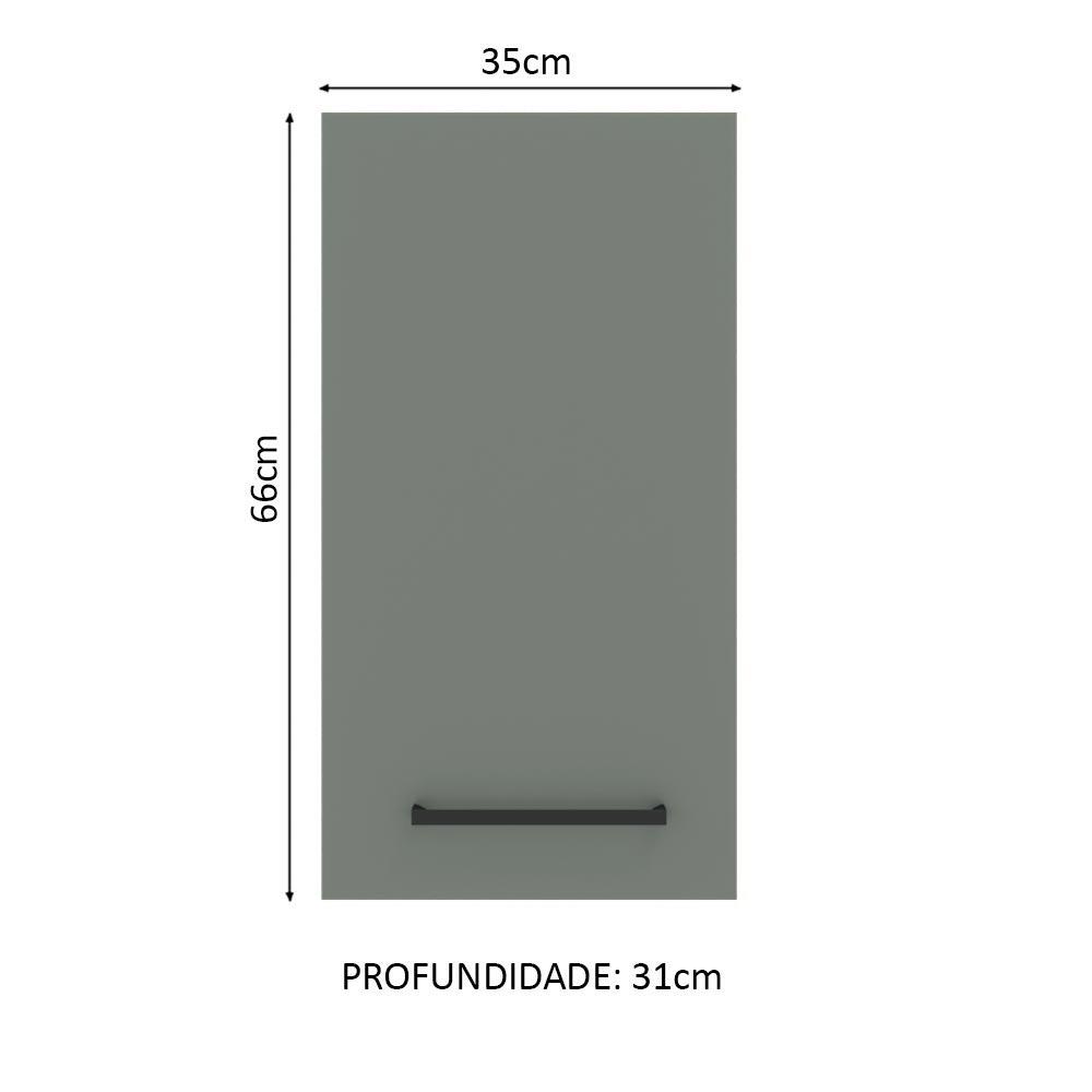 Armário de Cozinha Aéreo 35 cm 1 Porta Rustic/Cinza Agata Madesa
