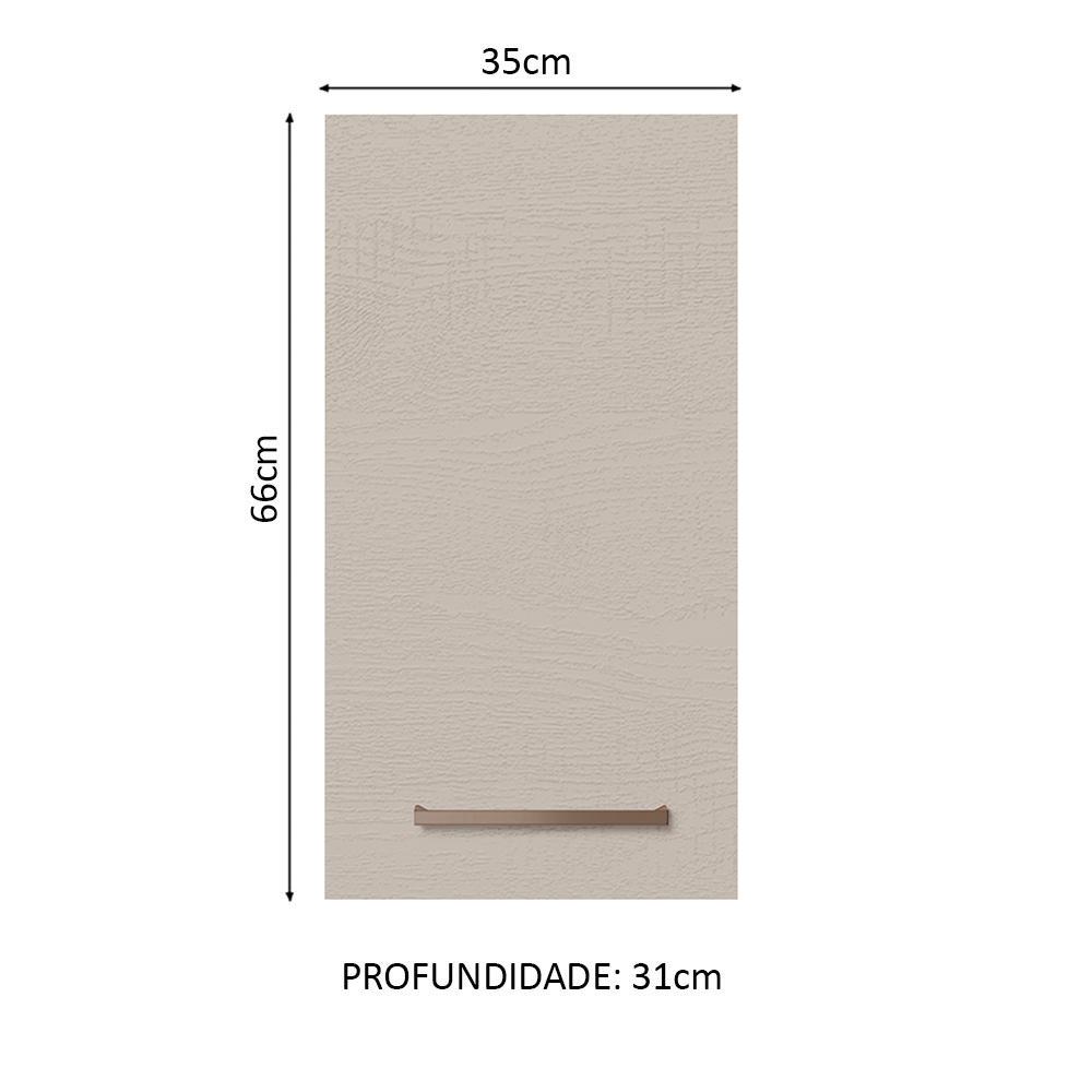 Armário de Cozinha Aéreo 35 cm 1 Porta Rustic/Crema Agata Madesa