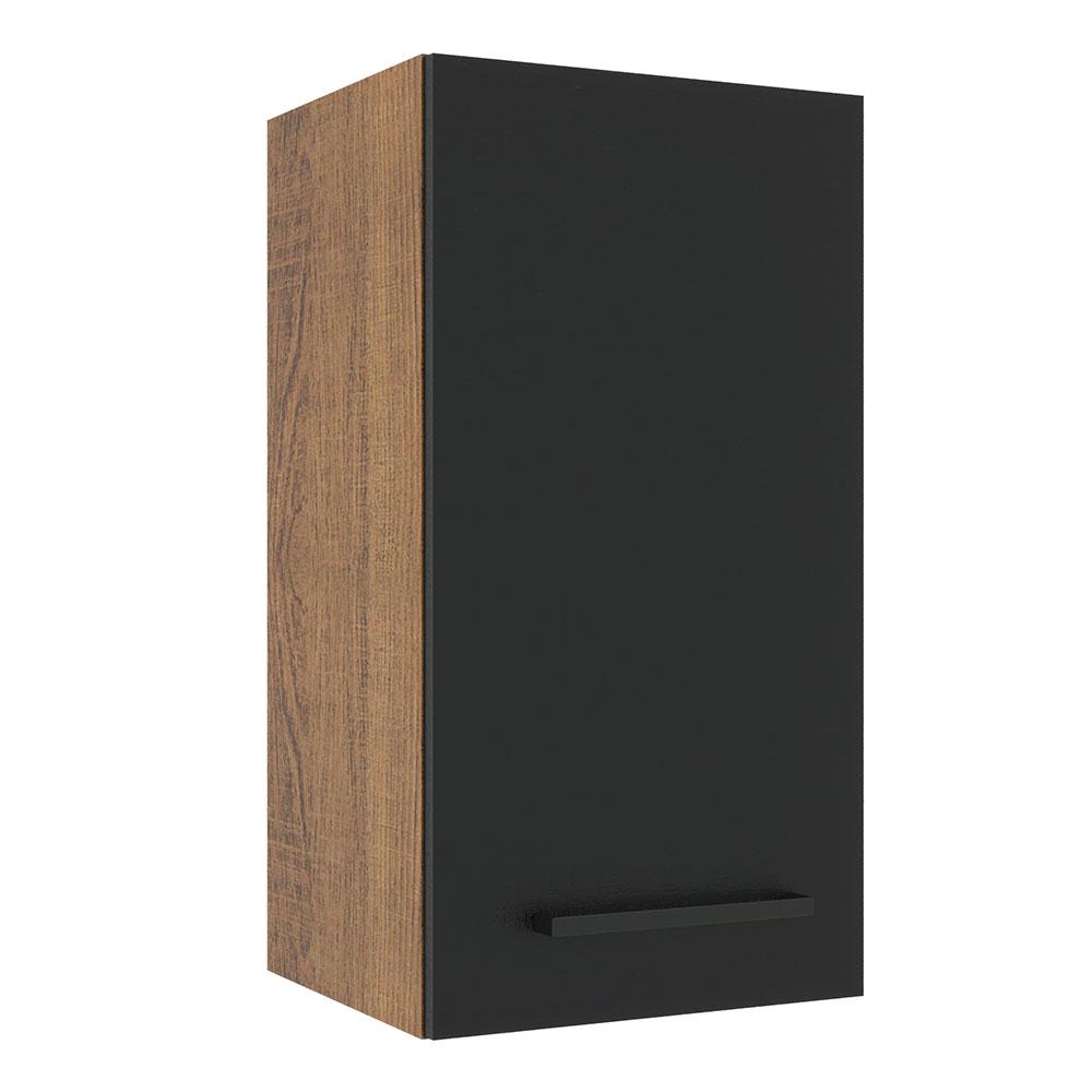 Armário de Cozinha Aéreo 35 cm 1 Porta Rustic/Preto Agata Madesa