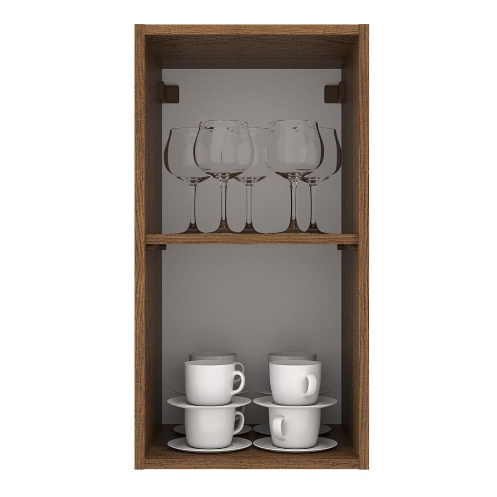 Armário de Cozinha Aéreo 35 cm 1 Porta Rustic/Preto Agata Madesa