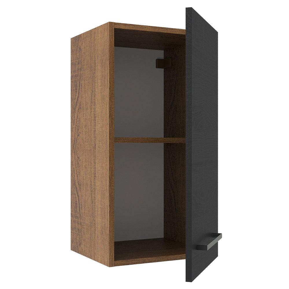 Armário de Cozinha Aéreo 35 cm 1 Porta Rustic/Preto Agata Madesa