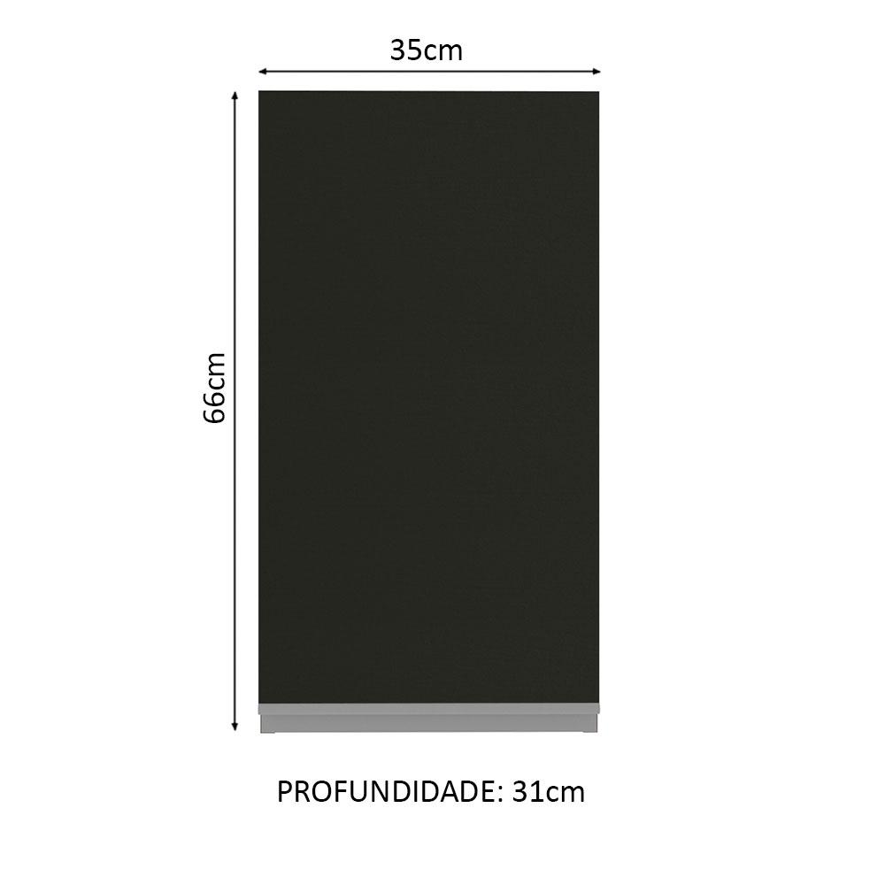 Armário de Cozinha Aéreo 35 cm 1 Porta Rustic/Preto Glamy Madesa
