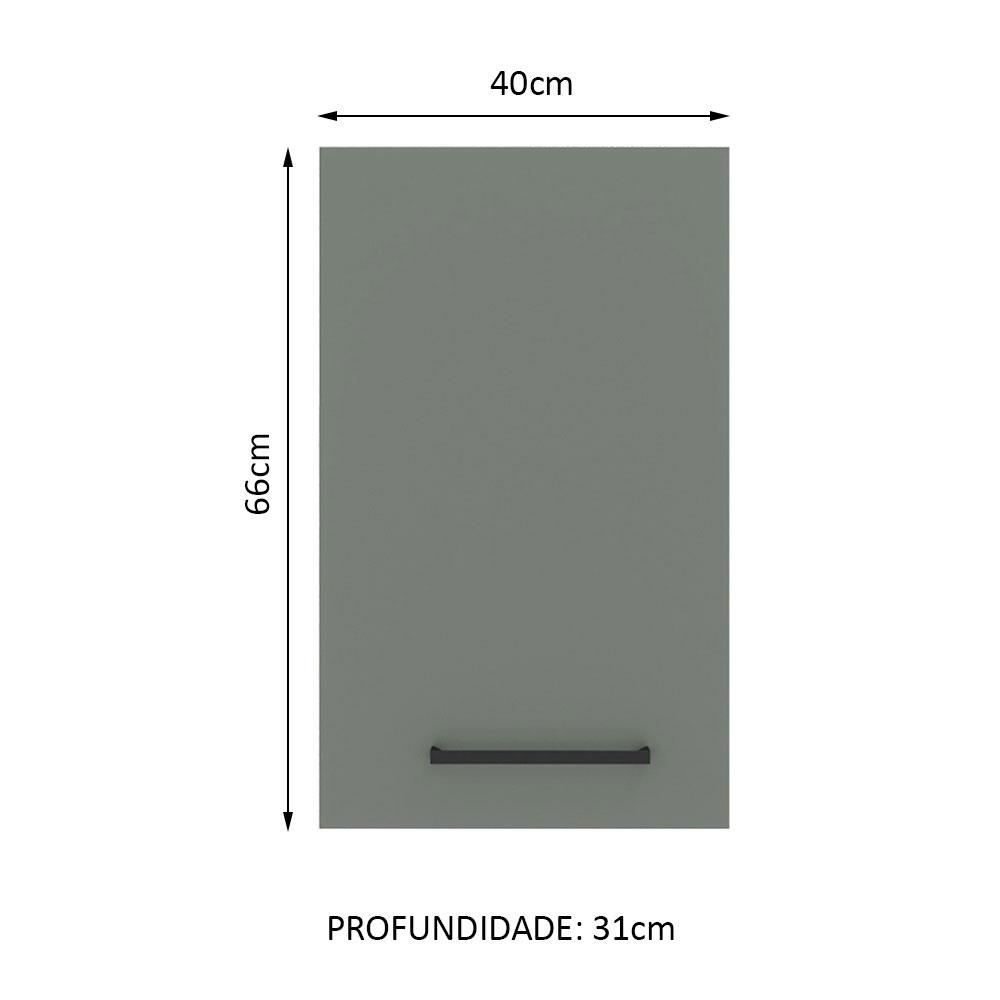 Armário de Cozinha Aéreo 40 cm 1 Porta Branco/Cinza Agata Madesa
