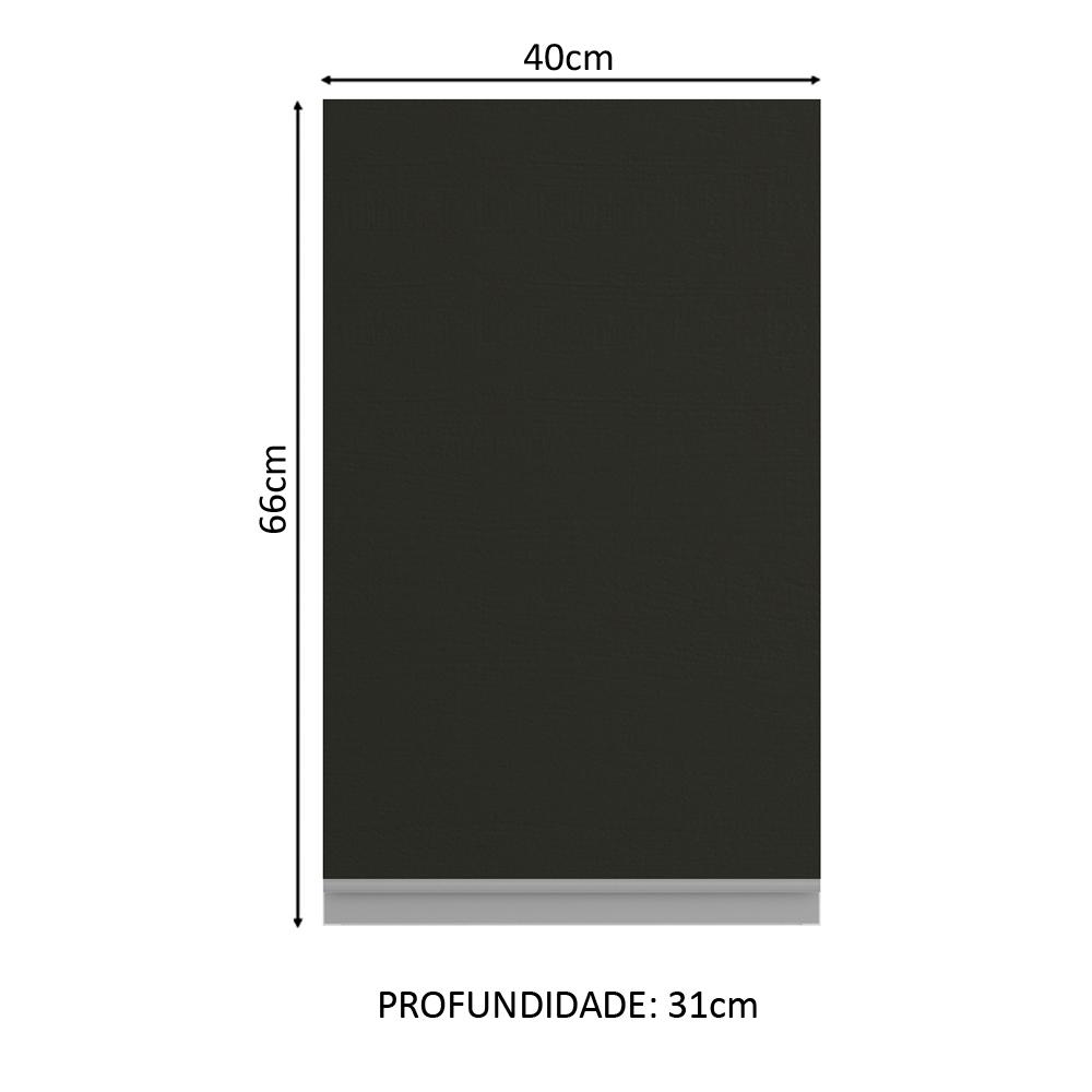Armário de Cozinha Aéreo 40 cm 1 Porta Branco/Preto Glamy Madesa
