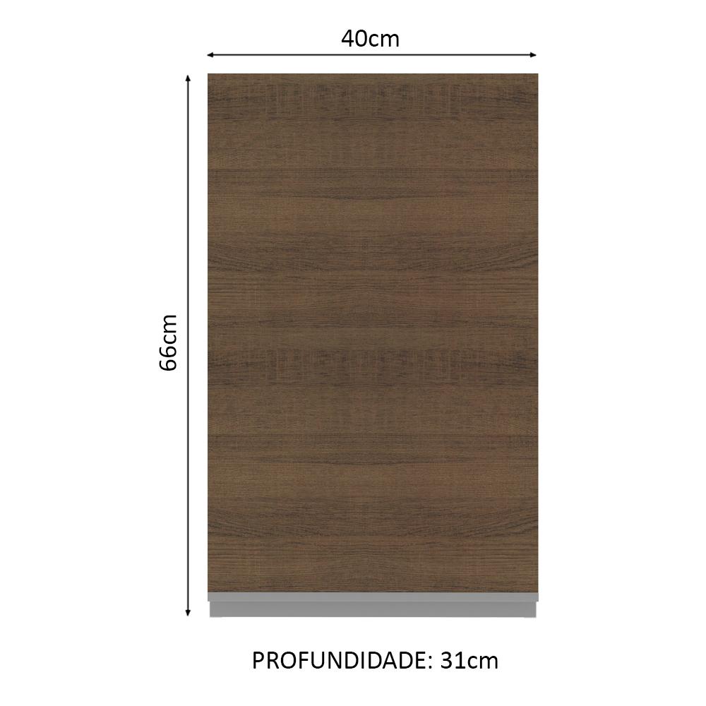 Armário de Cozinha Aéreo 40 cm 1 Porta Branco/Rustic Glamy Madesa
