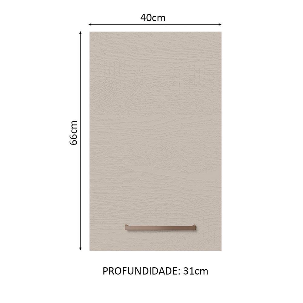 Armário de Cozinha Aéreo 40 cm 1 Porta Rustic/Crema Agata Madesa