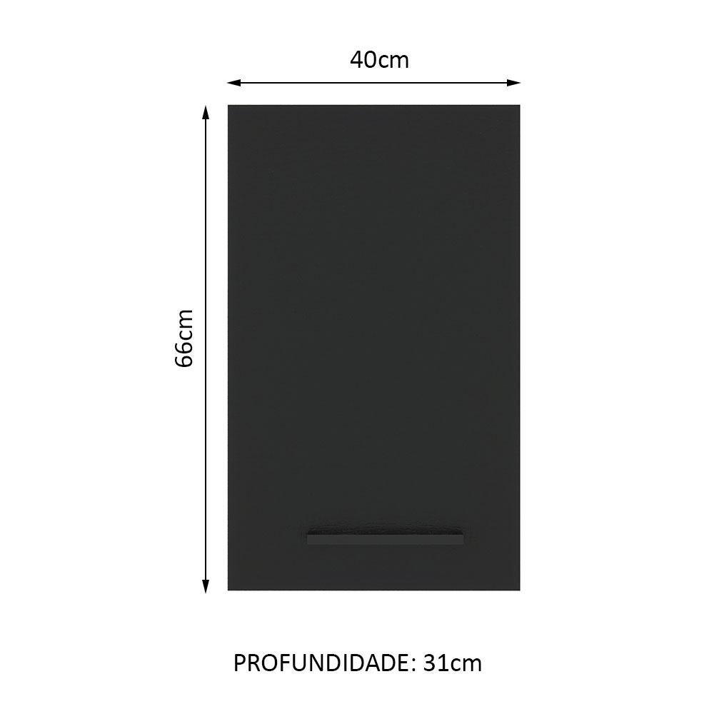 Armário de Cozinha Aéreo 40 cm 1 Porta Rustic/Preto Agata Madesa