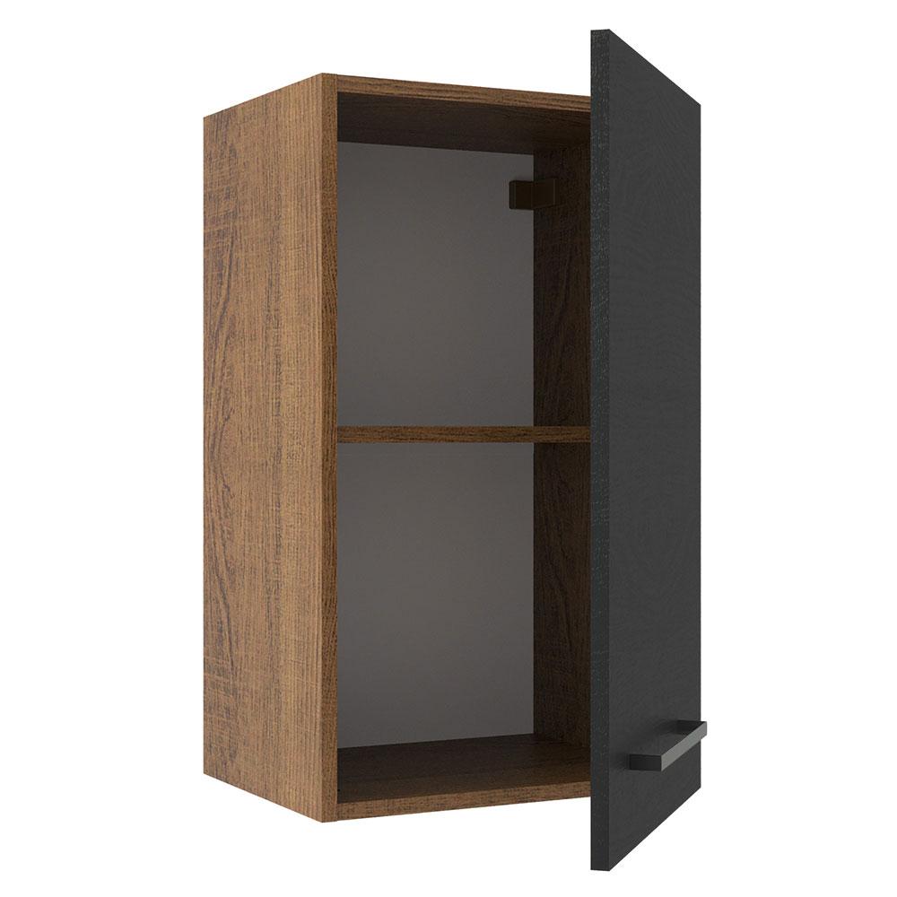 Armário de Cozinha Aéreo 40 cm 1 Porta Rustic/Preto Agata Madesa