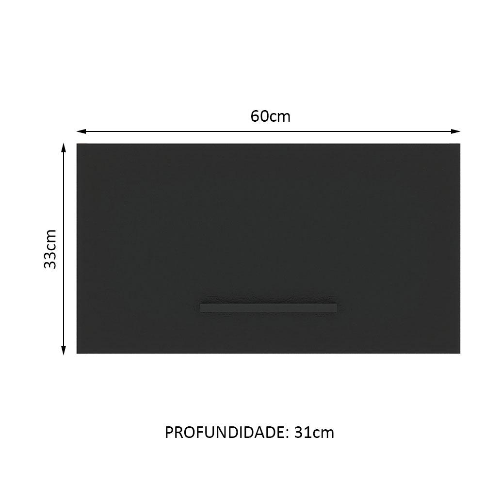 Armário de Cozinha Aéreo 60 cm 1 Porta Basculante Branco/Preto Agata Madesa
