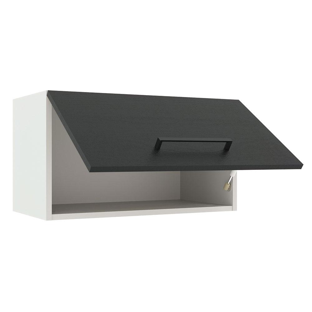 Armário de Cozinha Aéreo 60 cm 1 Porta Basculante Branco/Preto Agata Madesa