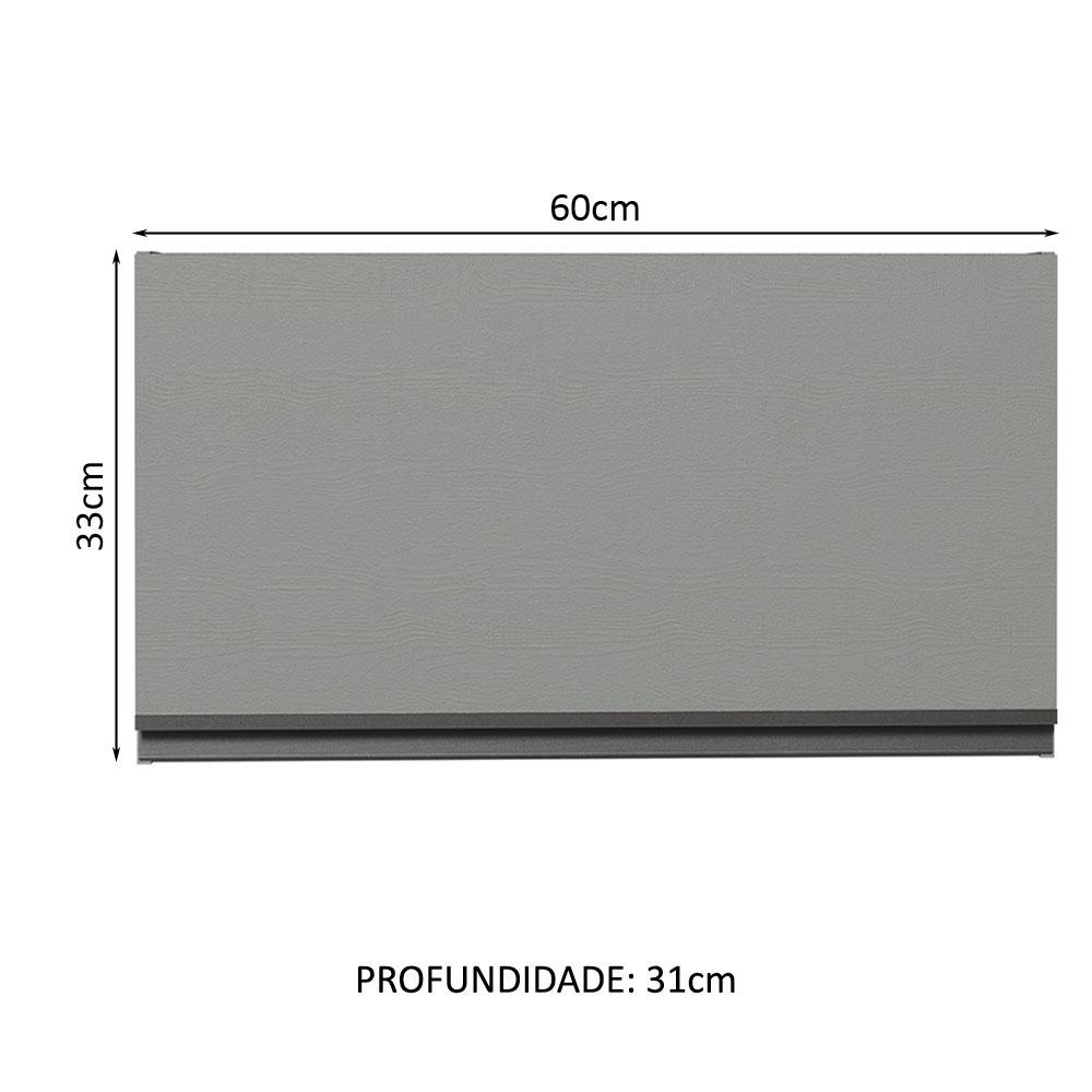 Armário de Cozinha Aéreo 60 cm 1 Porta Basculante Cinza Nice Madesa
