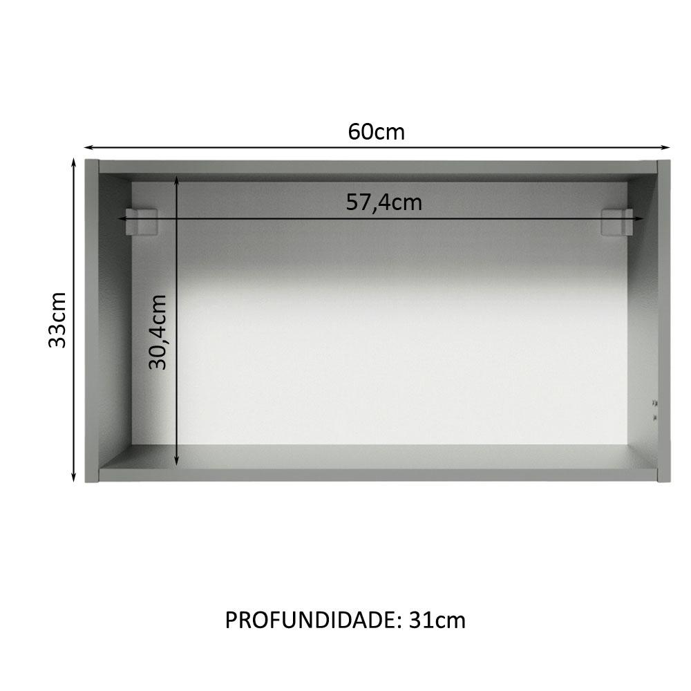 Armário de Cozinha Aéreo 60 cm 1 Porta Basculante Cinza Nice Madesa