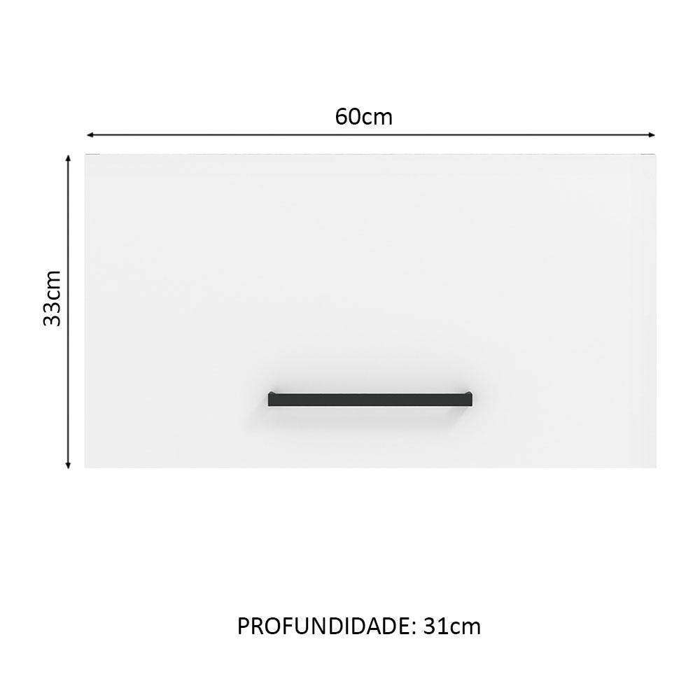 Armário de Cozinha Aéreo 60 cm 1 Porta Basculante Rustic/Branco Agata Madesa