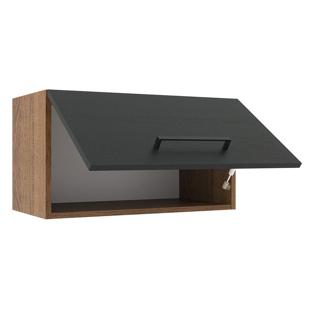 Armário de Cozinha Aéreo 60 cm 1 Porta Basculante Rustic/Preto Agata Madesa