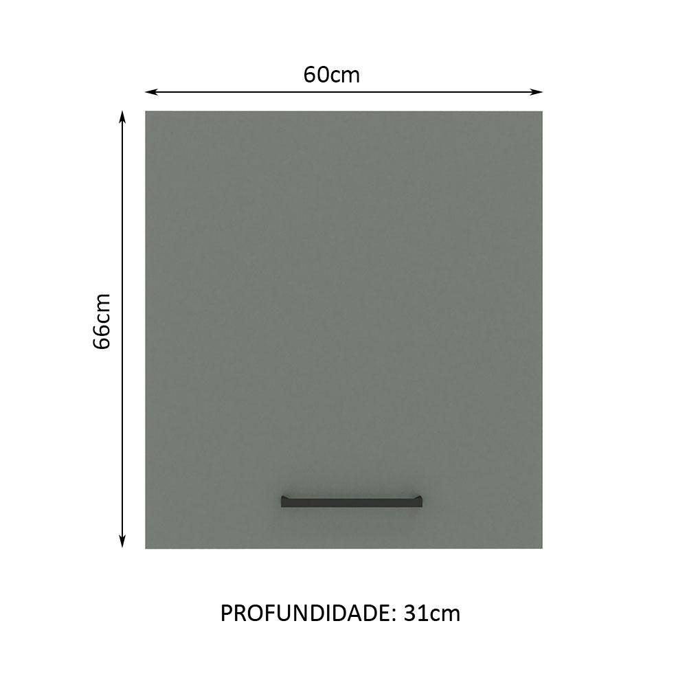 Armário de Cozinha Aéreo 60 cm 1 Porta Branco/Cinza Agata Madesa