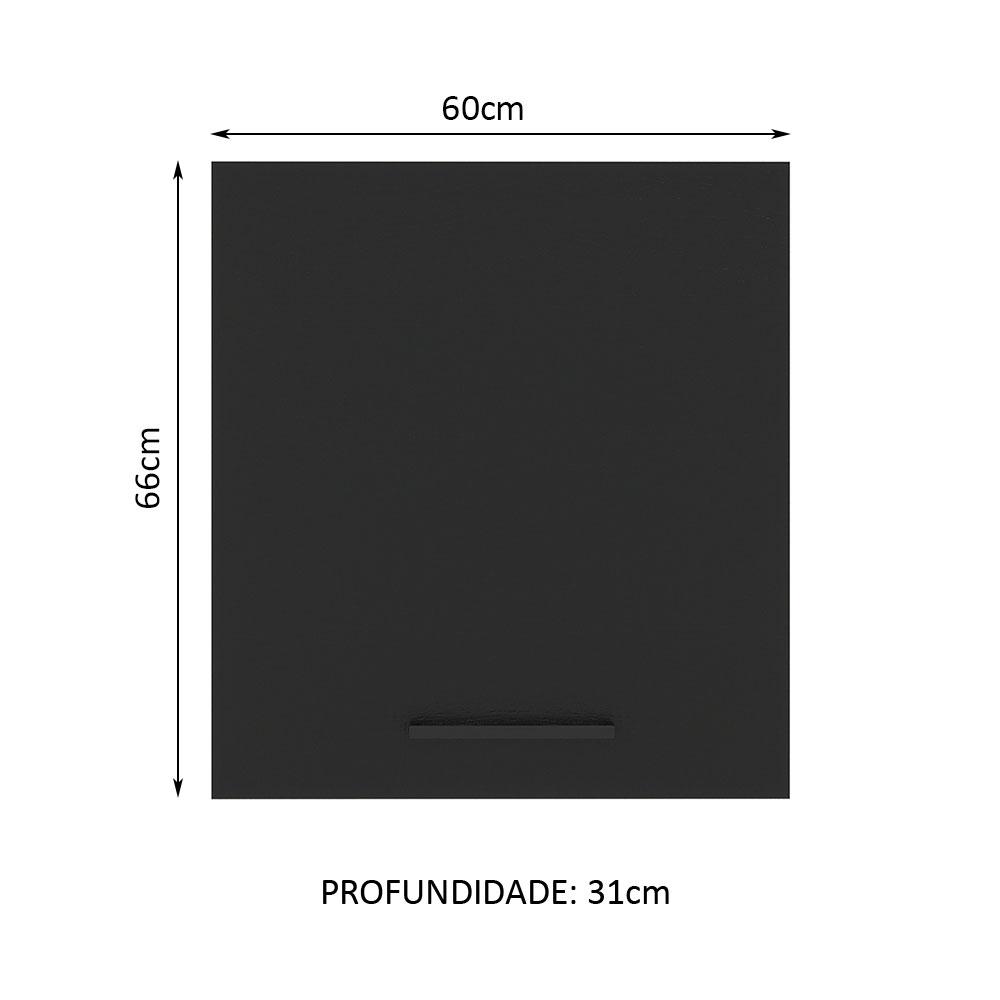 Armário de Cozinha Aéreo 60 cm 1 Porta Branco/Preto Agata Madesa