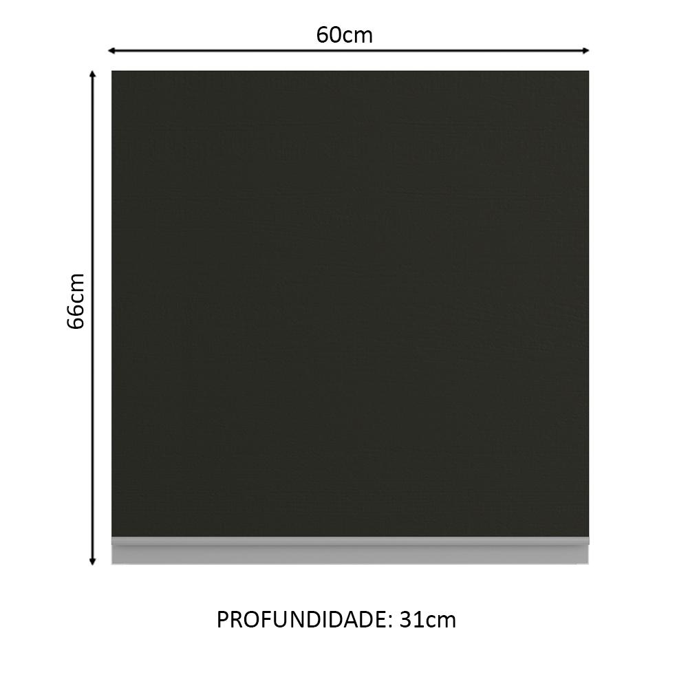 Armário de Cozinha Aéreo 60 cm 1 Porta Branco/Preto Glamy Madesa