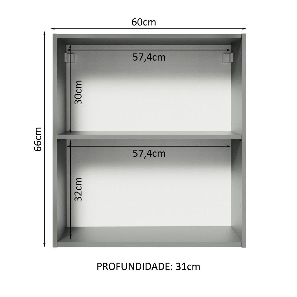 Armário de Cozinha Aéreo 60 cm 1 Porta Cinza Nice Madesa
