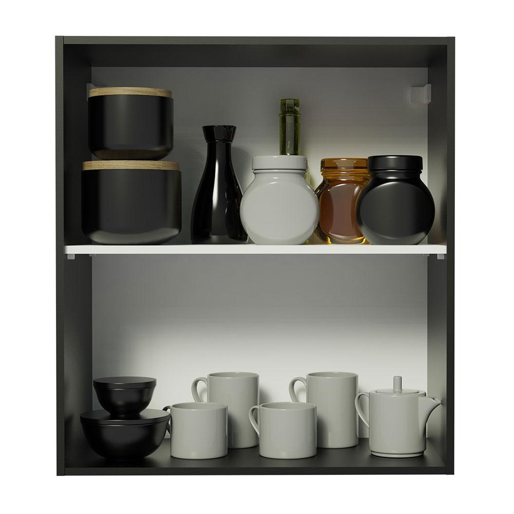 Armário de Cozinha Aéreo 60 cm 1 Porta Preto Reims Madesa