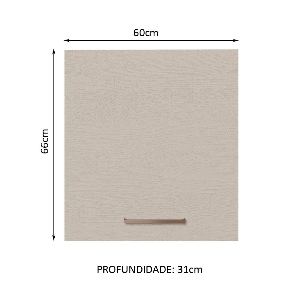 Armário de Cozinha Aéreo 60 cm 1 Porta Rustic/Crema Agata Madesa