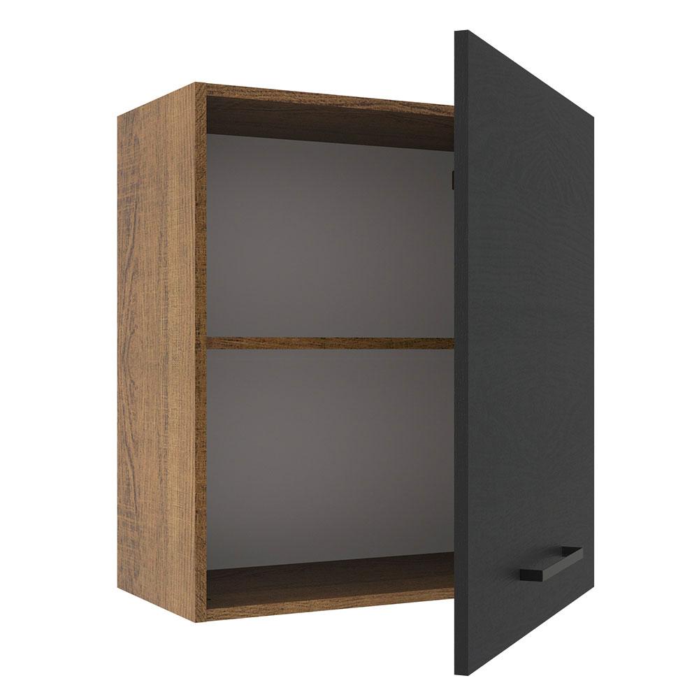 Armário de Cozinha Aéreo 60 cm 1 Porta Rustic/Preto Agata Madesa