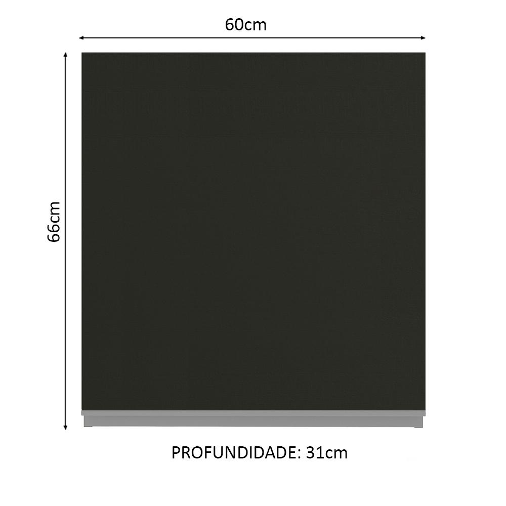 Armário de Cozinha Aéreo 60 cm 1 Porta Rustic/Preto Glamy Madesa