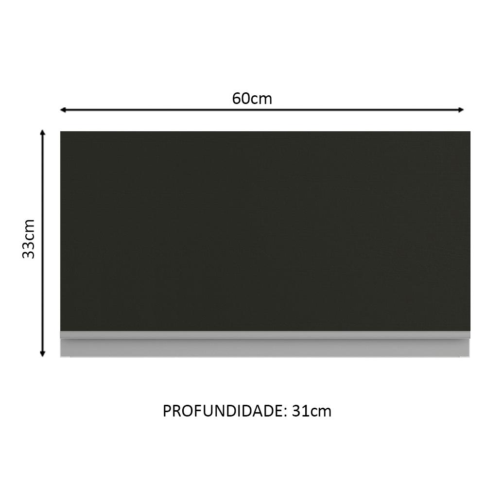 Armário de Cozinha Aéreo 60 cm 1 Porta Rustic/Preto Glamy Madesa