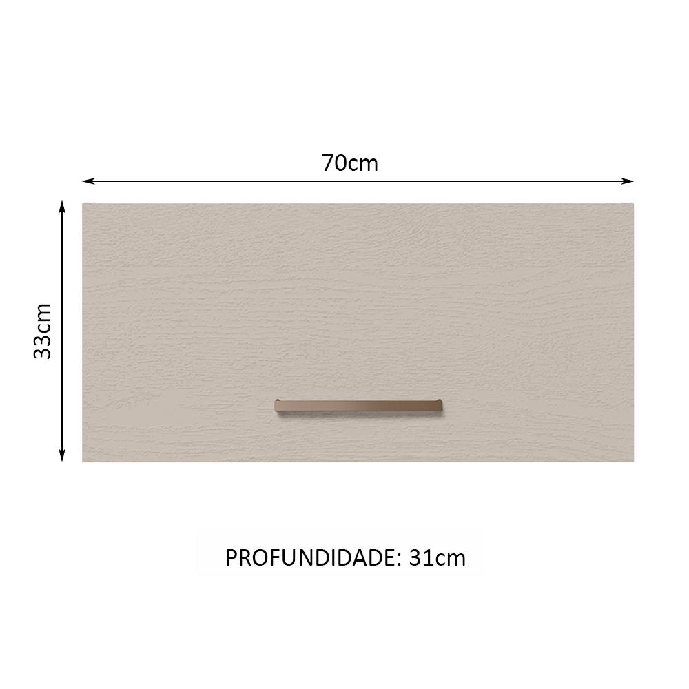 Armário de Cozinha Aéreo 70 cm 1 Porta Basculante Branco/Crema Agata Madesa