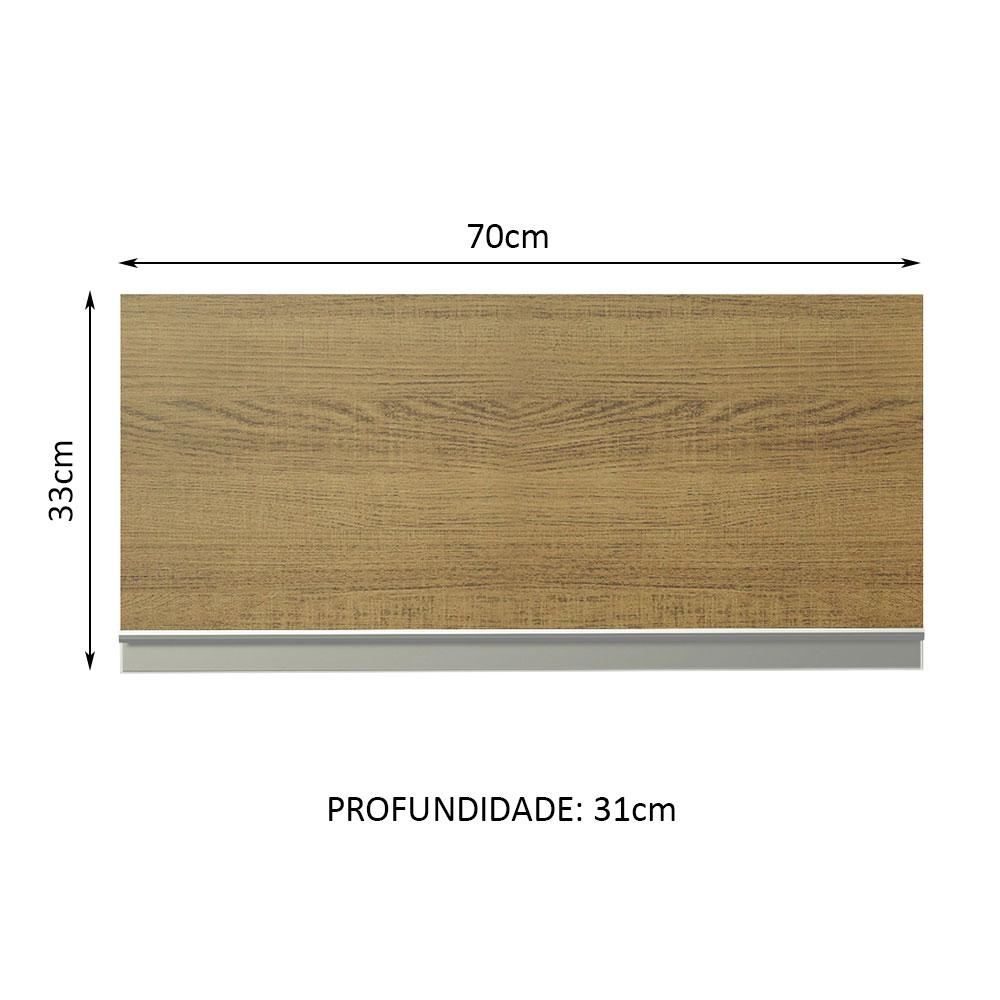 Armário de Cozinha Aéreo 70 cm 1 Porta Basculante Branco/Rustic Glamy Madesa