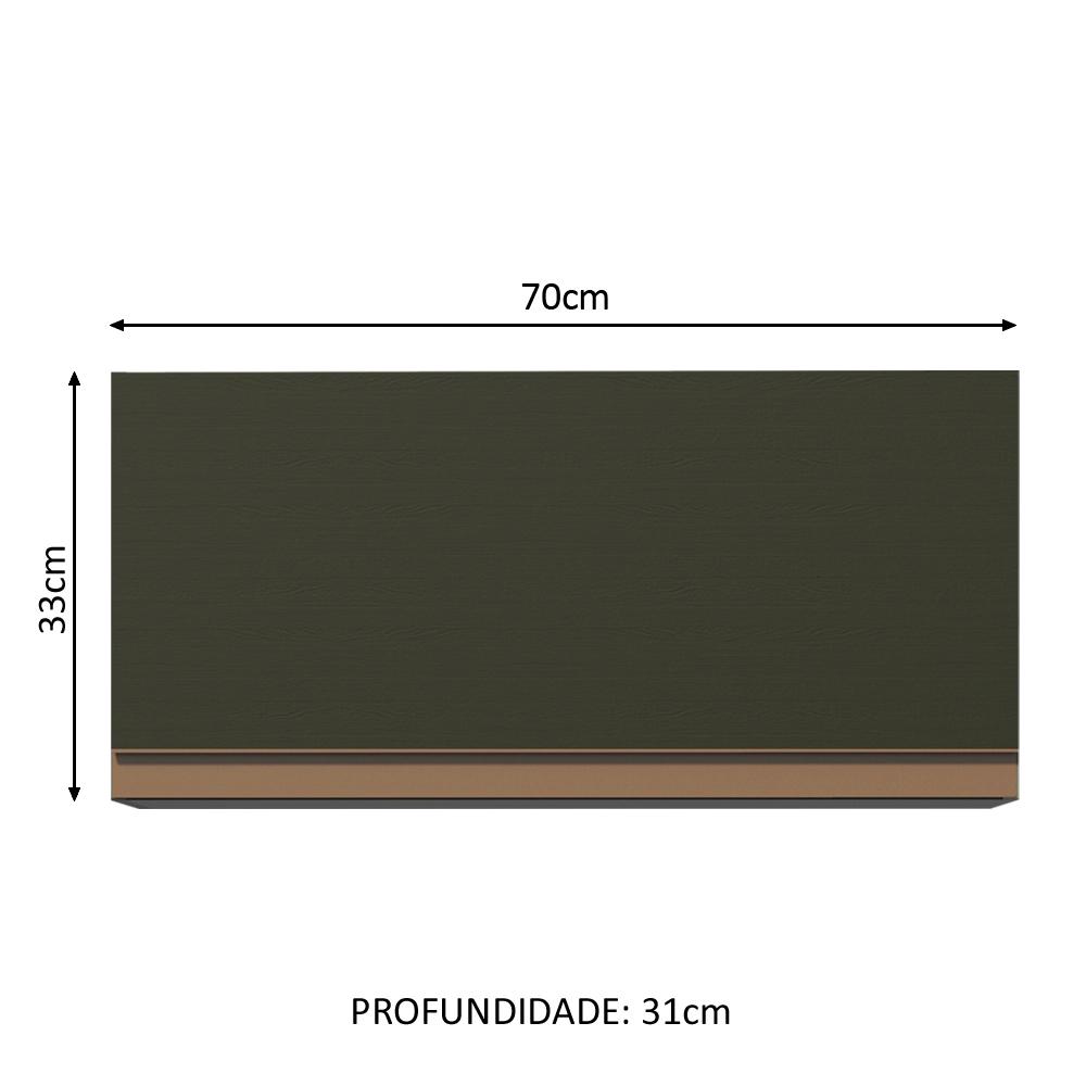 Armário de Cozinha Aéreo 70 cm 1 Porta Preto Reims Madesa