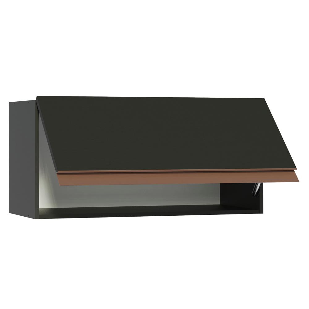 Armário de Cozinha Aéreo 70 cm 1 Porta Preto Reims Madesa