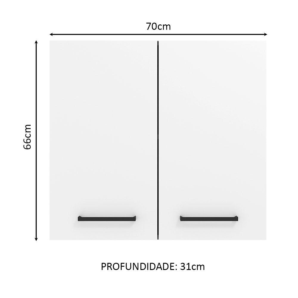 Armário de Cozinha Aéreo 70 cm 2 Portas Branco Agata Madesa