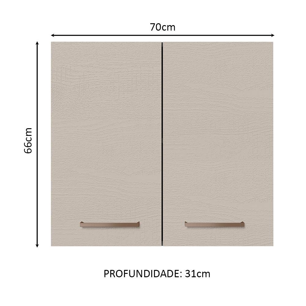 Armário de Cozinha Aéreo 70 cm 2 Portas Branco/Crema Agata Madesa