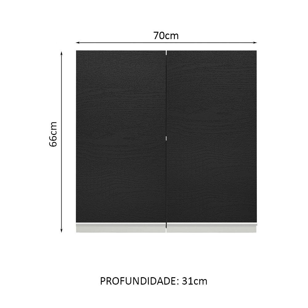 Armário de Cozinha Aéreo 70 cm 2 Portas Branco/Preto Glamy Madesa