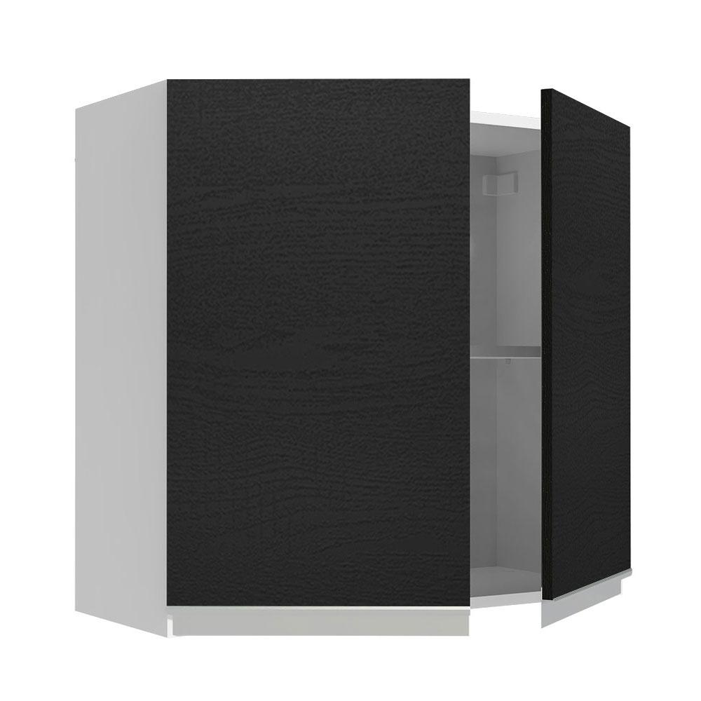 Armário de Cozinha Aéreo 70 cm 2 Portas Branco/Preto Glamy Madesa