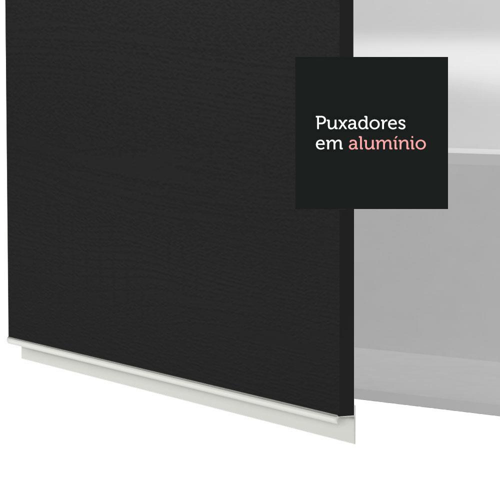 Armário de Cozinha Aéreo 70 cm 2 Portas Branco/Preto Glamy Madesa