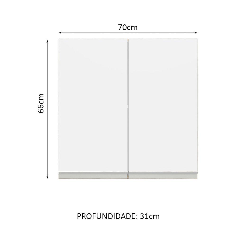 Armário de Cozinha Aéreo 70 cm 2 Portas Rustic/Branco Glamy Madesa