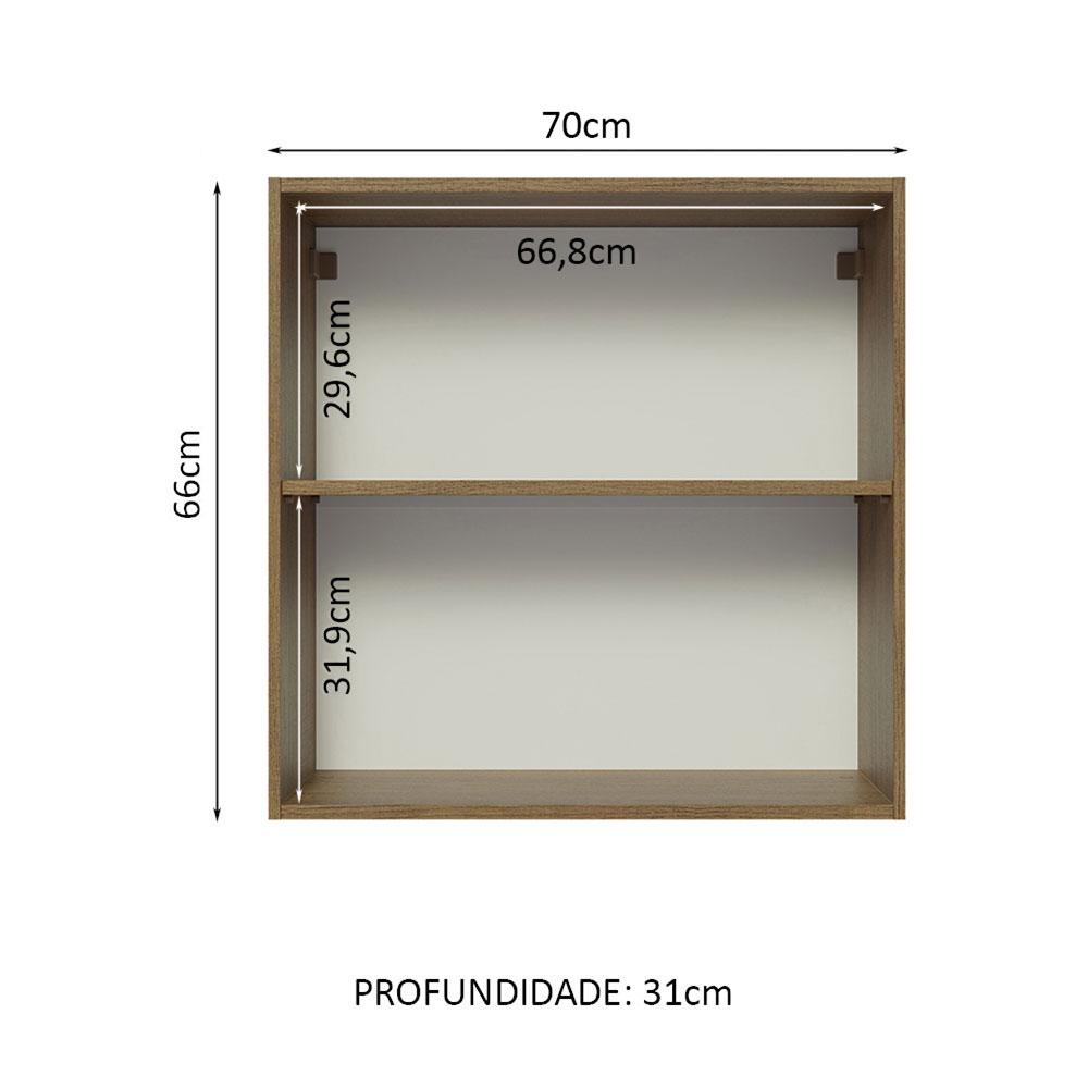 Armário de Cozinha Aéreo 70 cm 2 Portas Rustic/Branco Glamy Madesa