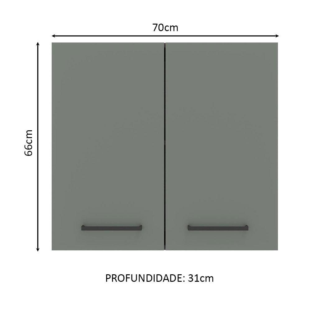 Armário de Cozinha Aéreo 70 cm 2 Portas Rustic/Cinza Agata Madesa