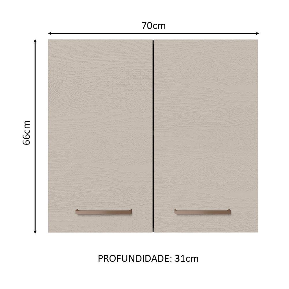 Armário de Cozinha Aéreo 70 cm 2 Portas Rustic/Crema Agata Madesa