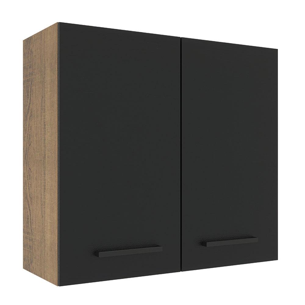 Armário de Cozinha Aéreo 70 cm 2 Portas Rustic/Preto Agata Madesa